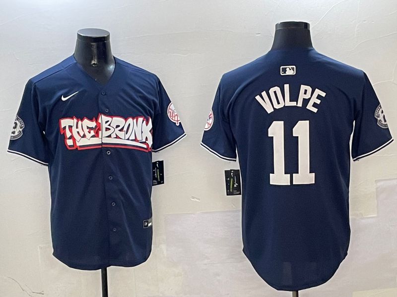 Men New York Yankees 11 Volpe Drak Blue four generations Joint Name 2025 Nike MLB Jersey style 1